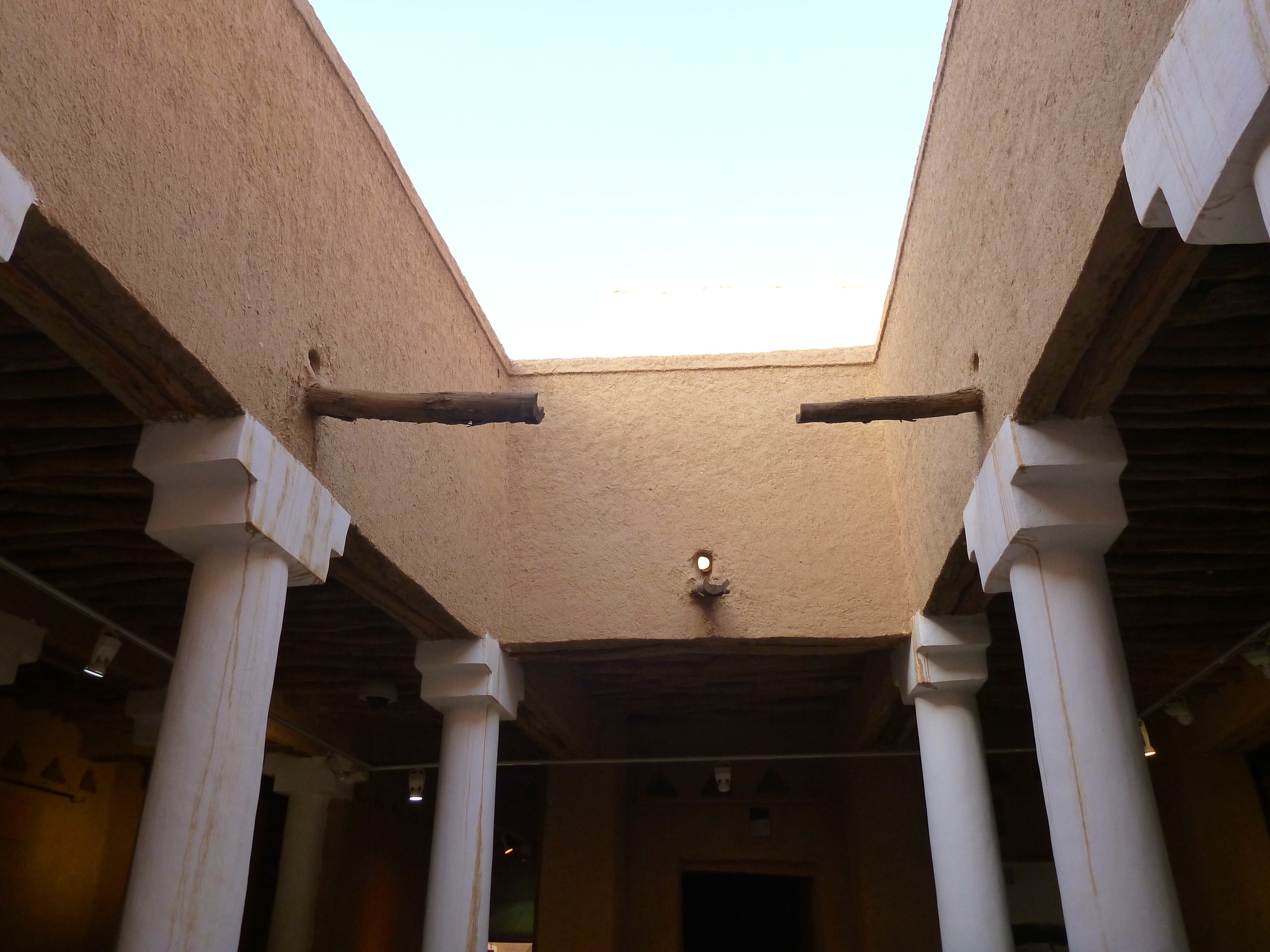 Clay walls and a timber gate of Masmak citadel in Riyadh